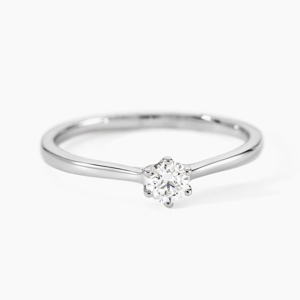 Bague Solitaire Athena Or Blanc Diamant - Bagues solitaires Femme | Histoire d&rsquo;Or