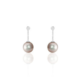 Boucles D'oreilles Pendantes Semi-ronde Or Blanc Perle De Tahiti - Boucles d'oreilles pendantes Femme | Histoire d’Or