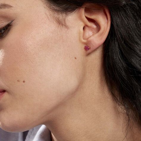 Boucles D'oreilles Puces Ovale Or Jaune Rubis - Clous d'oreilles Femme | Histoire d’Or