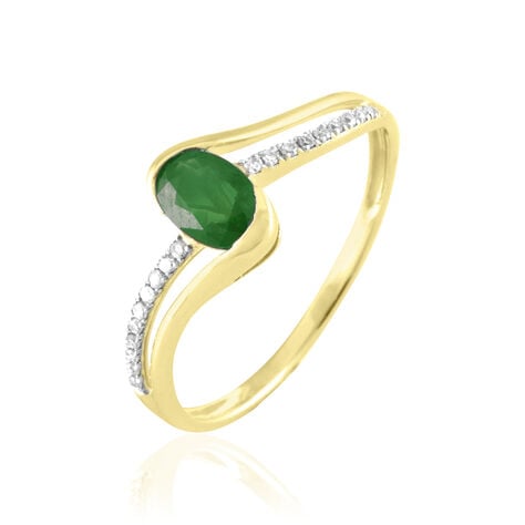 Bague Anja Or Jaune Emeraude Et Diamant - Bagues solitaires Femme | Histoire d&rsquo;Or