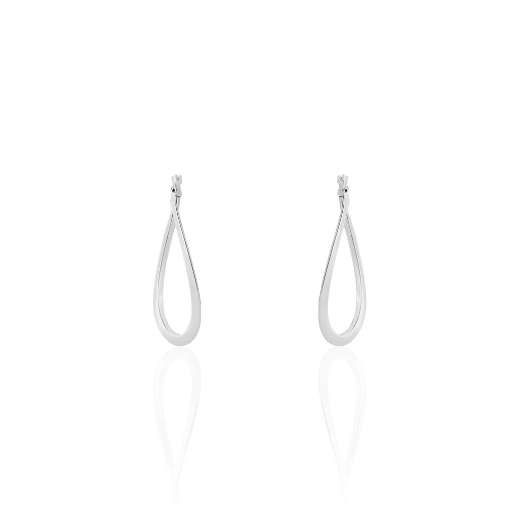 Créoles Argent Blanc Olivia - Boucles d'oreilles créoles Femme | Histoire d’Or