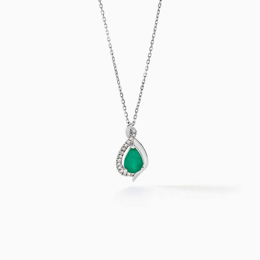 Collier Angelika Or Blanc Emeraude Et Diamant - Colliers Femme | Histoire d’Or
