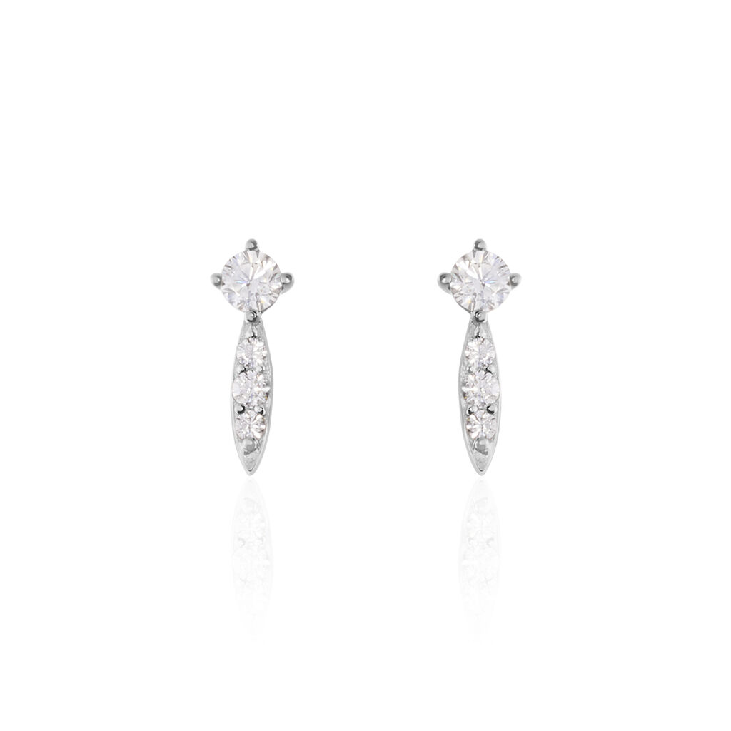 Boucles D'oreilles Puces Bormana Argent Blanc Oxyde De Zirconium - Boucles d'oreilles fantaisie Femme | Histoire d&rsquo;Or
