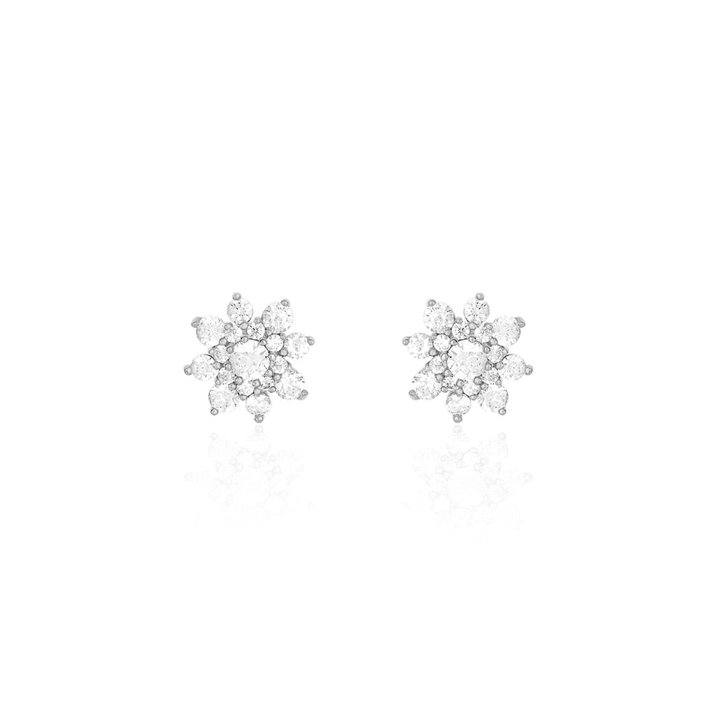 Boucles D'oreilles Puces Lorraine Argent Blanc Oxyde De Zirconium - Boucles d'oreilles fantaisie Femme | Histoire d’Or