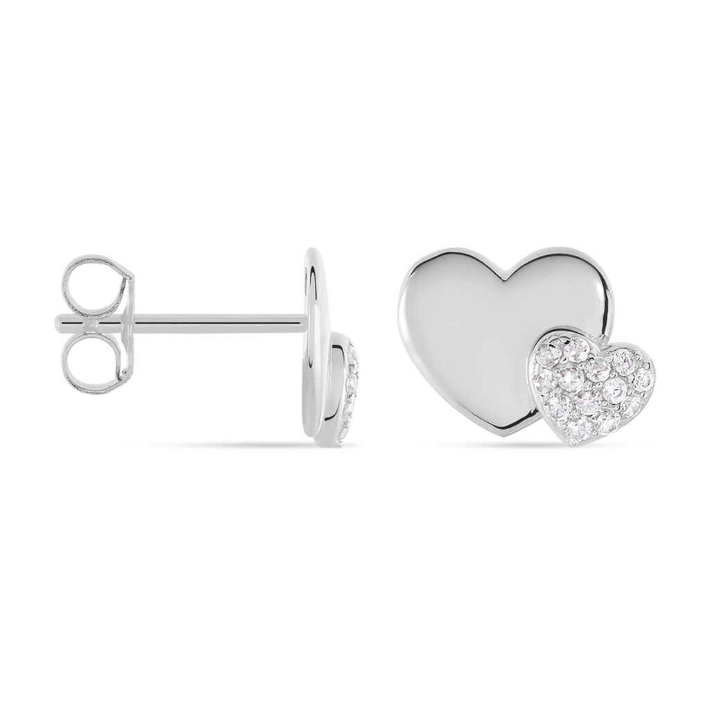 Boucles D'oreilles Puces Flamen Argent Blanc Oxyde De Zirconium - Boucles d'oreilles fantaisie Femme | Histoire d’Or