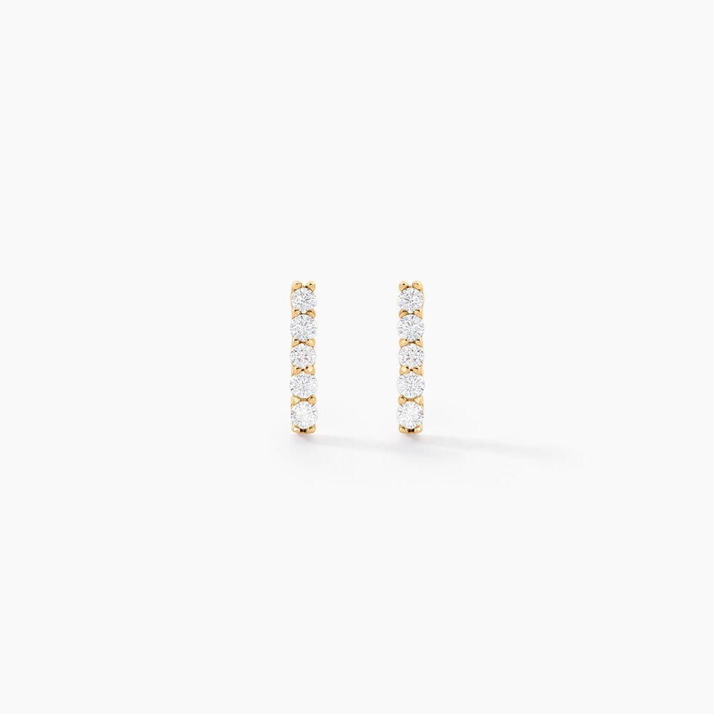 Boucles D'oreilles Puces Damion Or Jaune Oxyde De Zirconium - Clous d'oreilles Femme | Histoire d’Or
