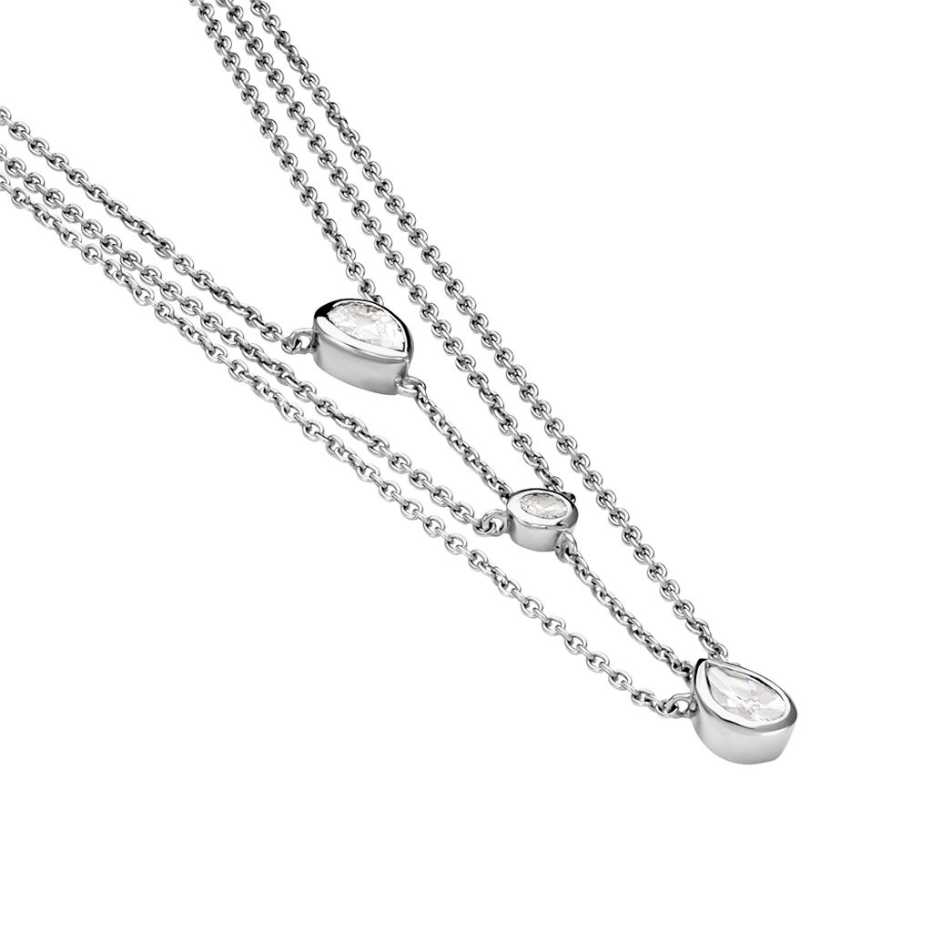 Collier Shanene Argent Blanc Oxyde De Zirconium - Colliers doubles et triples chaînes Femme | Histoire d’Or