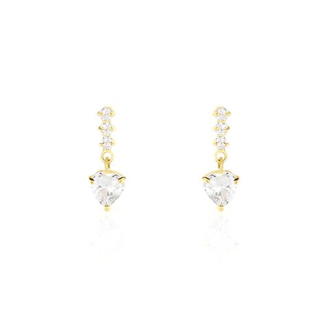 Boucles D'oreilles Pendantes Luminita Or Jaune Oxyde De Zirconium - Boucles d'Oreilles Coeur Femme | Histoire d’Or
