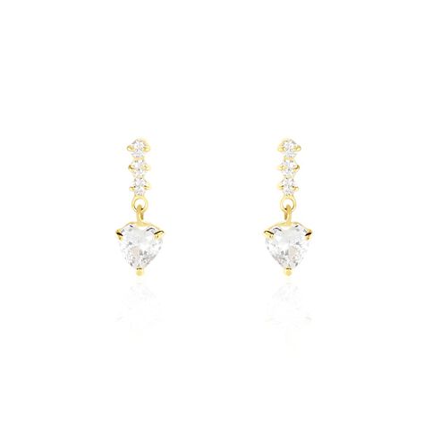 Boucles D'oreilles Pendantes Luminita Or Jaune Oxyde De Zirconium - Boucles d'Oreilles Coeur Femme | Histoire d’Or