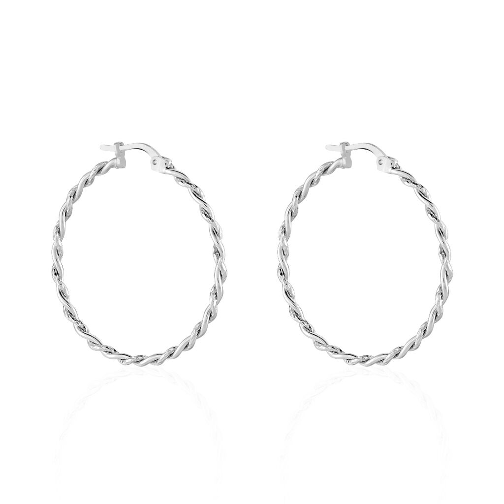 Créoles Argent Blanc Abie - Boucles d'oreilles créoles Femme | Histoire d’Or