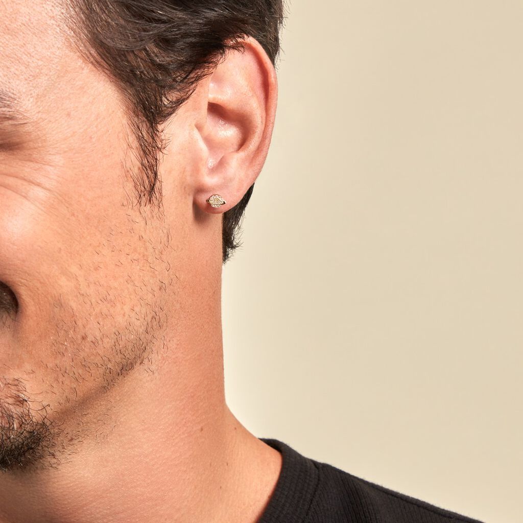 Boucles D'oreille Puce Unitaire Uranus Or Jaune Oxyde De Zirconium - Clous d'oreilles Famille | Histoire d’Or