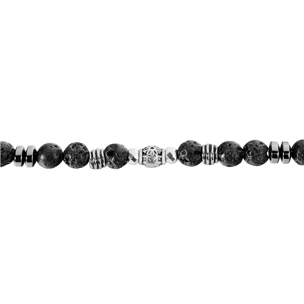 Bracelet Acier Hugueso Agates Noires - Bracelets fantaisie Homme | Histoire d’Or