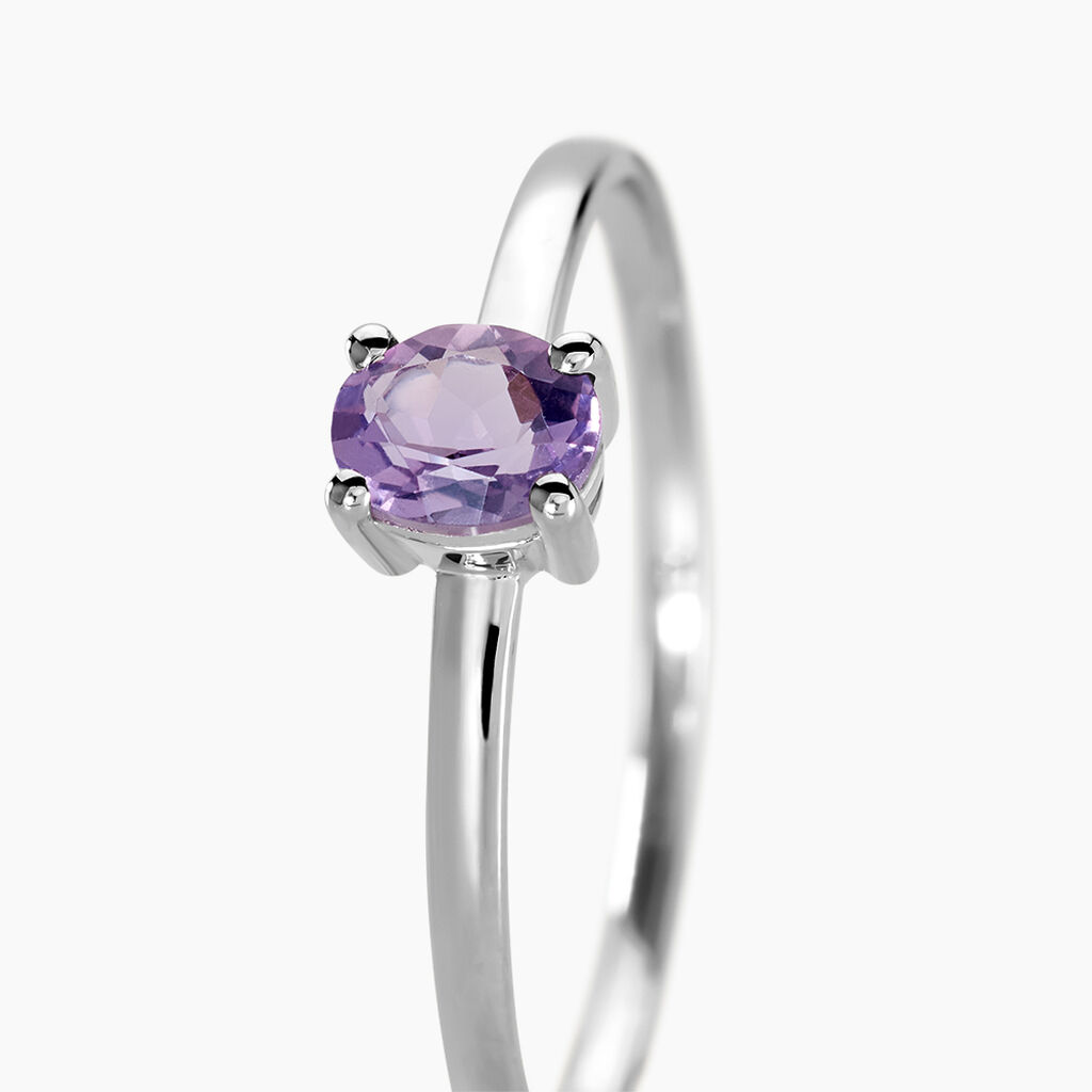 Bague Lily Or Blanc Amethyste - Bagues solitaires Femme | Histoire d&rsquo;Or
