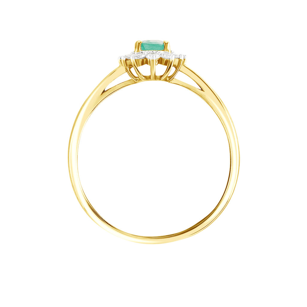 Bague Or Jaune Emeraude Diamants - Bagues solitaires Femme | Histoire d’Or