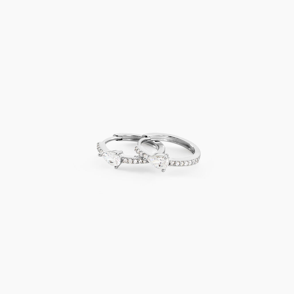 Cr&eacute;oles Magma Argent Blanc Oxyde De Zirconium - Boucles d'oreilles cr&eacute;oles Femme | Histoire d&rsquo;Or