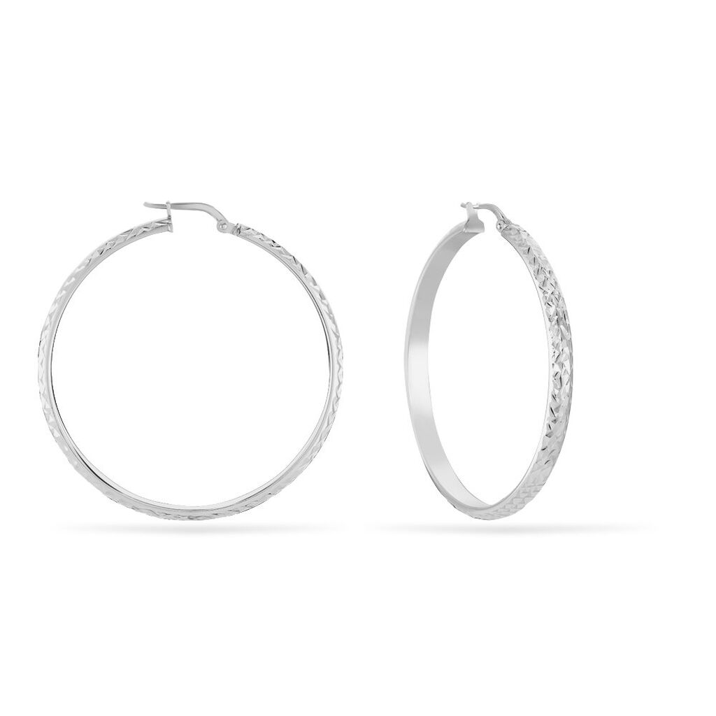 Créoles Argent Blanc Esmee - Boucles d'oreilles créoles Femme | Histoire d’Or