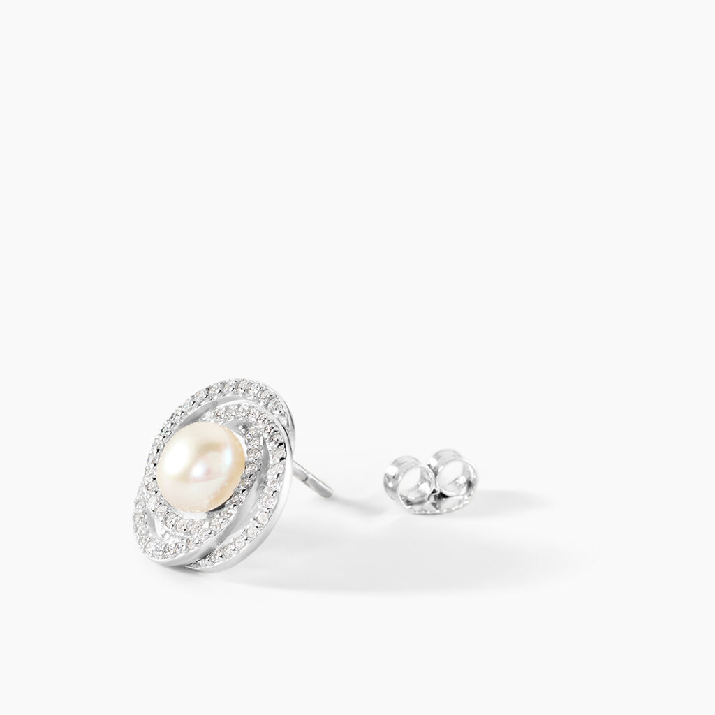 Boucles D'oreilles Pendantes Matilda Argent  Perle Culture Et Oxyde - Boucles d'oreilles pendantes Femme | Histoire d&rsquo;Or