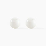 Boucles D'oreilles Puces Orbe Argent Blanc C&eacute;ramique - Boucles d'oreilles fantaisie Femme | Histoire d&rsquo;Or