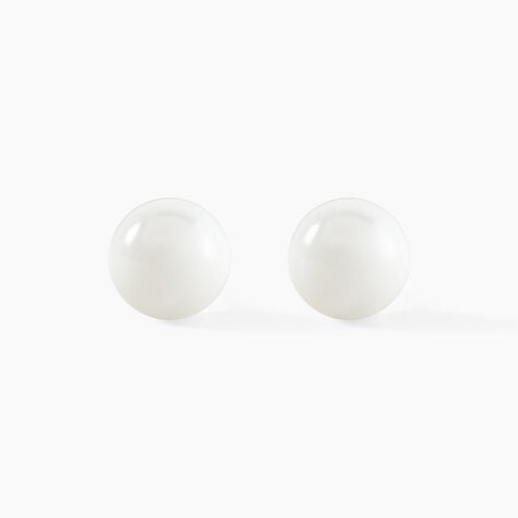 Boucles D'oreilles Puces Orbe Argent Blanc Céramique - Boucles d'oreilles fantaisie Femme | Histoire d’Or