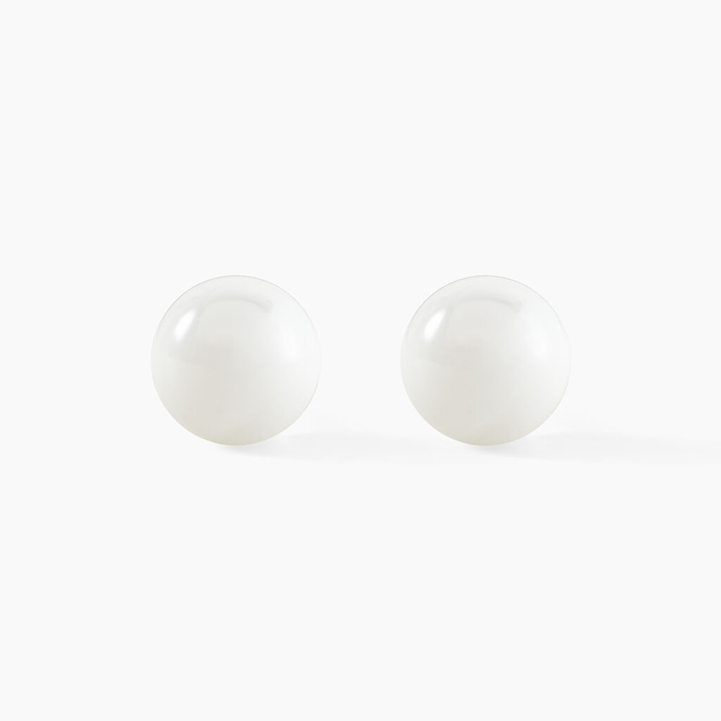 Boucles D'oreilles Puces Orbe Argent Blanc Céramique - Boucles d'oreilles fantaisie Femme | Histoire d’Or