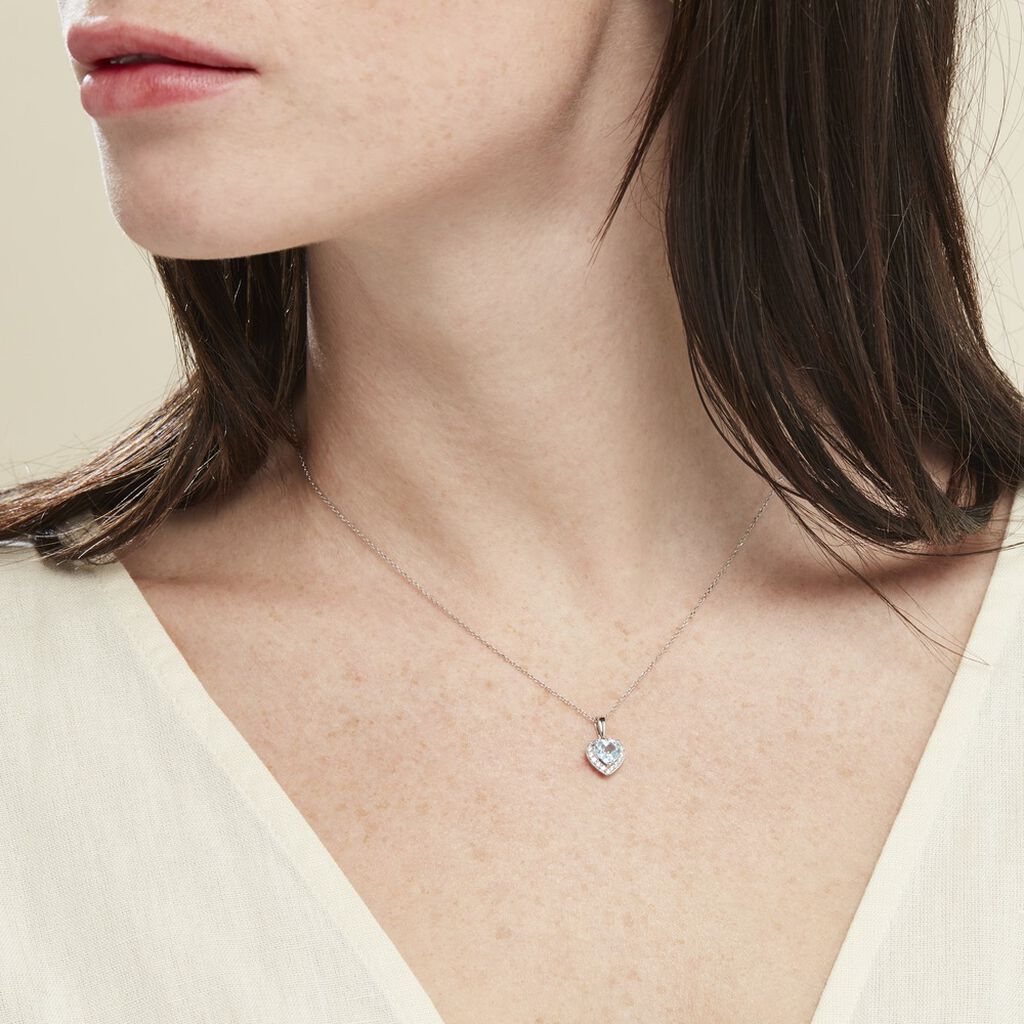 Collier Meliora Or Blanc Topaze Bleu Sky Oxyde De Zirconium - Colliers Femme | Histoire d’Or