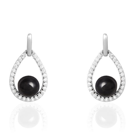 Boucles D'oreilles Pendantes Nerea Argent Blanc Céramique Et Oxyde - Boucles d'oreilles pendantes Femme | Histoire d’Or