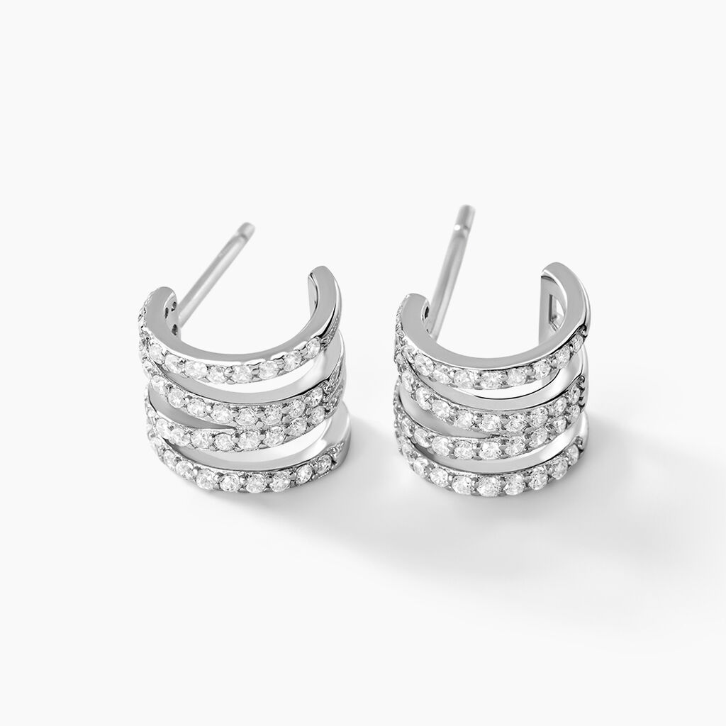 Cr&eacute;oles Lyv Argent Blanc Oxyde De Zirconium - Boucles d'oreilles cr&eacute;oles Femme | Histoire d&rsquo;Or