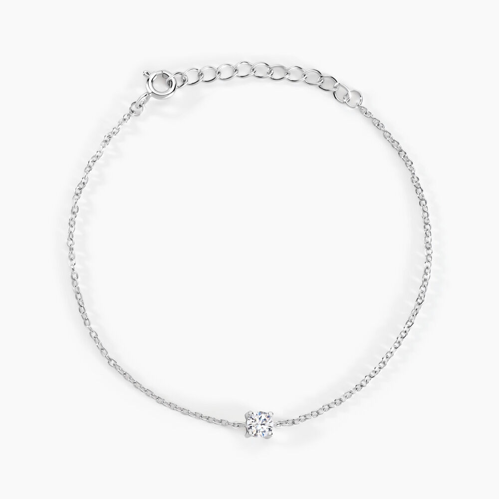 Bracelet Femme En Argent 925 Avec Zirconium Cubique - Neuf Avec étiquettes - Longueur 16 Cm, Largeur 12 Mm