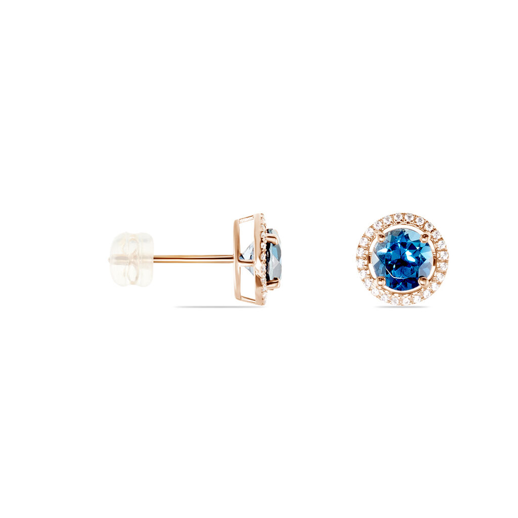 Boucles D'oreilles Puces Or Rose Maeva Topazes Oxydes De Zirconium - Clous d'oreilles Femme | Histoire d’Or
