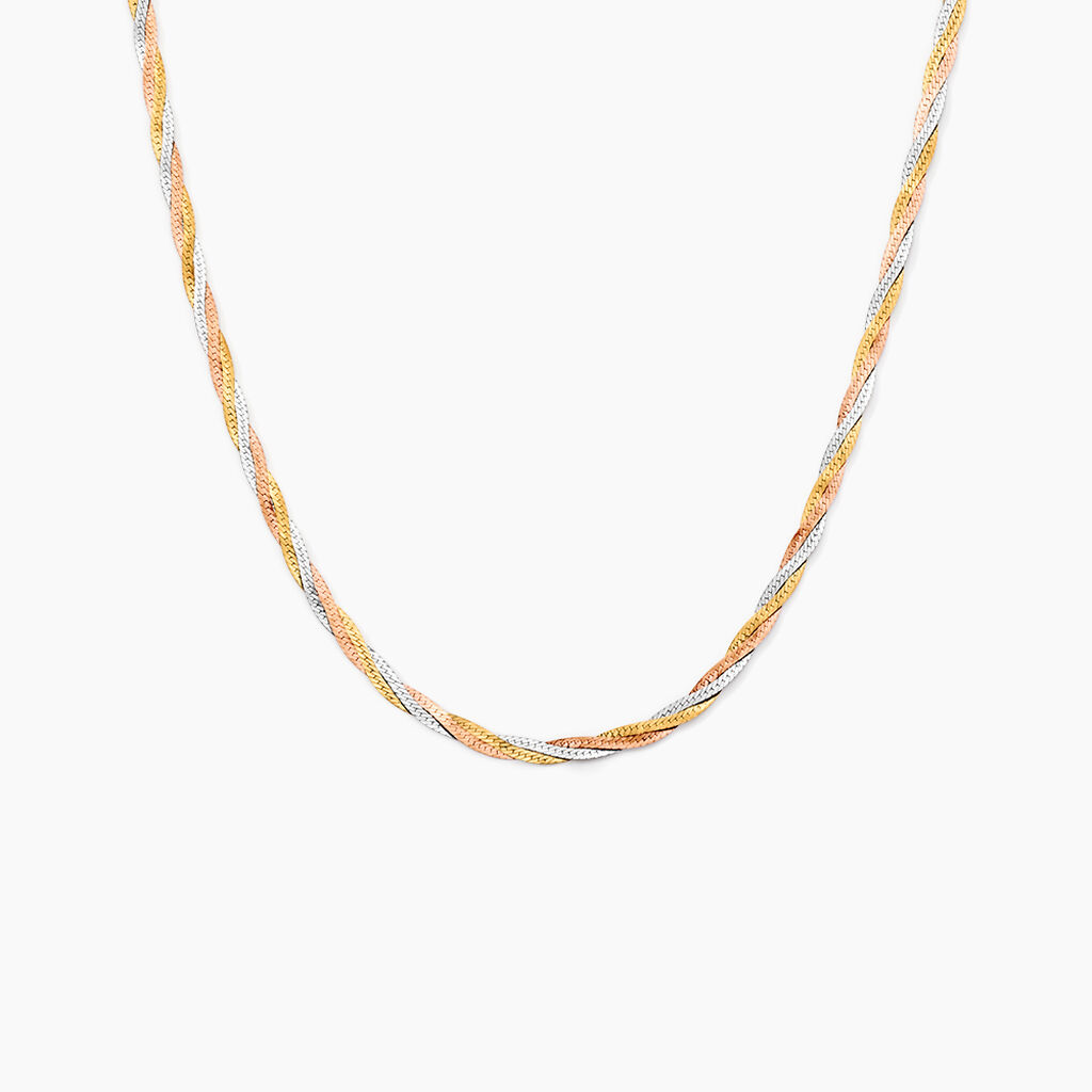 Collier Jasmin Tresse Or Tricolore - Bijoux sans pierre Femme | Histoire d&rsquo;Or