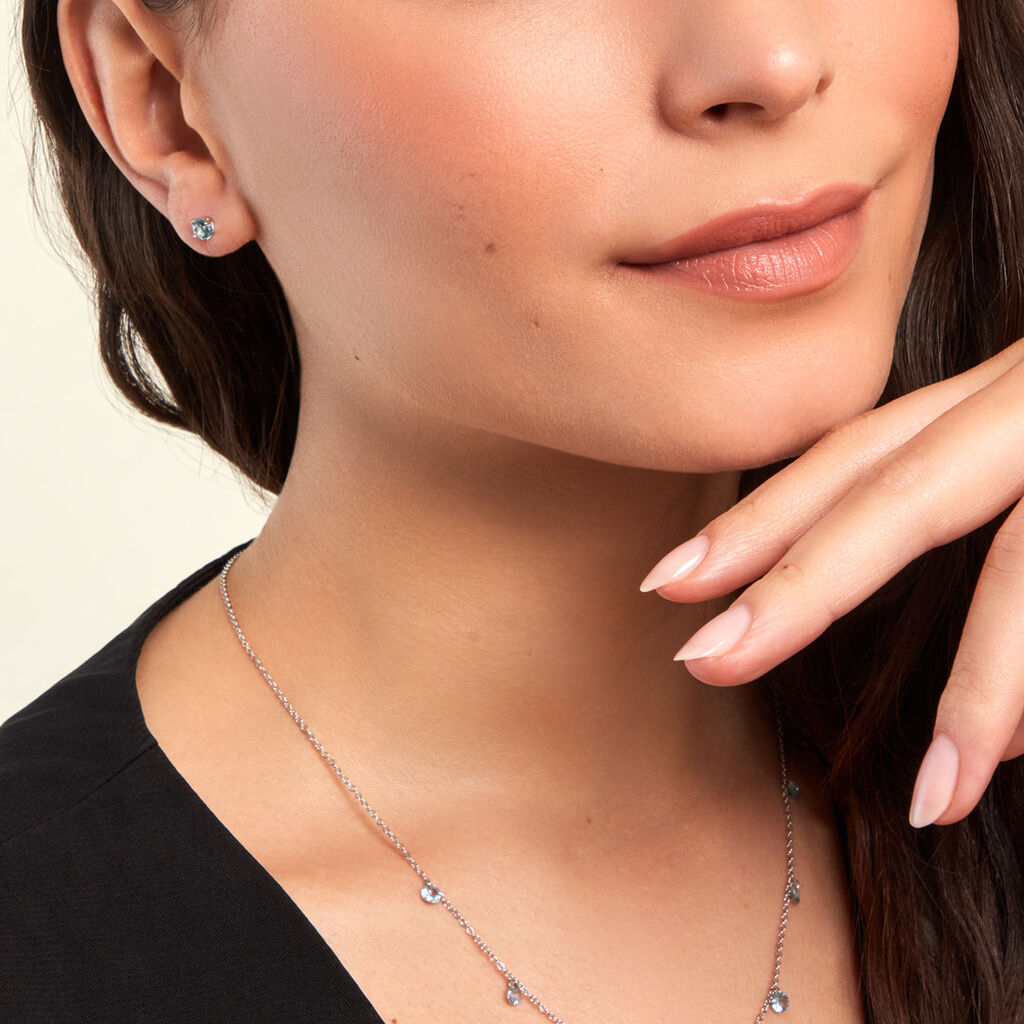 Boucles D'oreilles Puces Rio Argent Blanc Oxyde - Boucles d'oreilles fantaisie Femme | Histoire d’Or