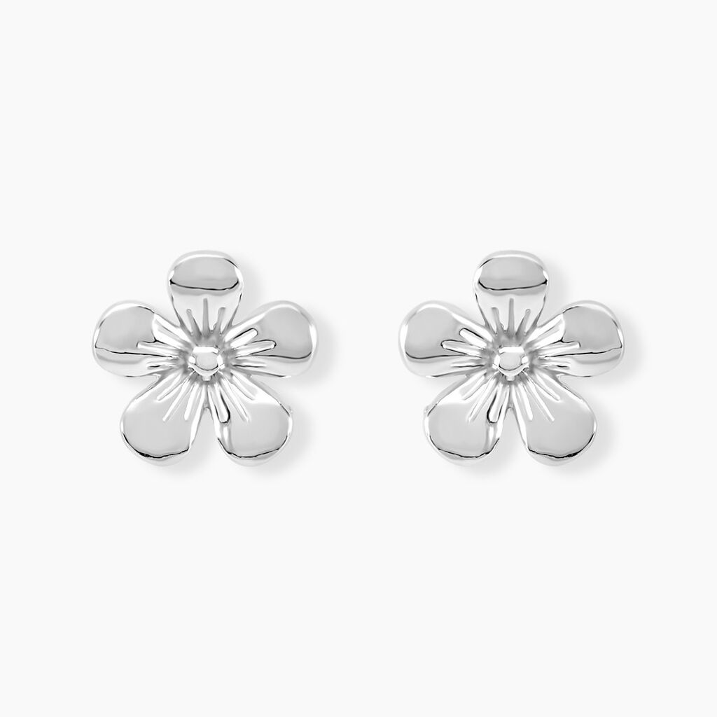 Boucles D'oreilles Puces Locmae Argent Blanc - Boucles d'oreilles fantaisie Femme | Histoire d’Or