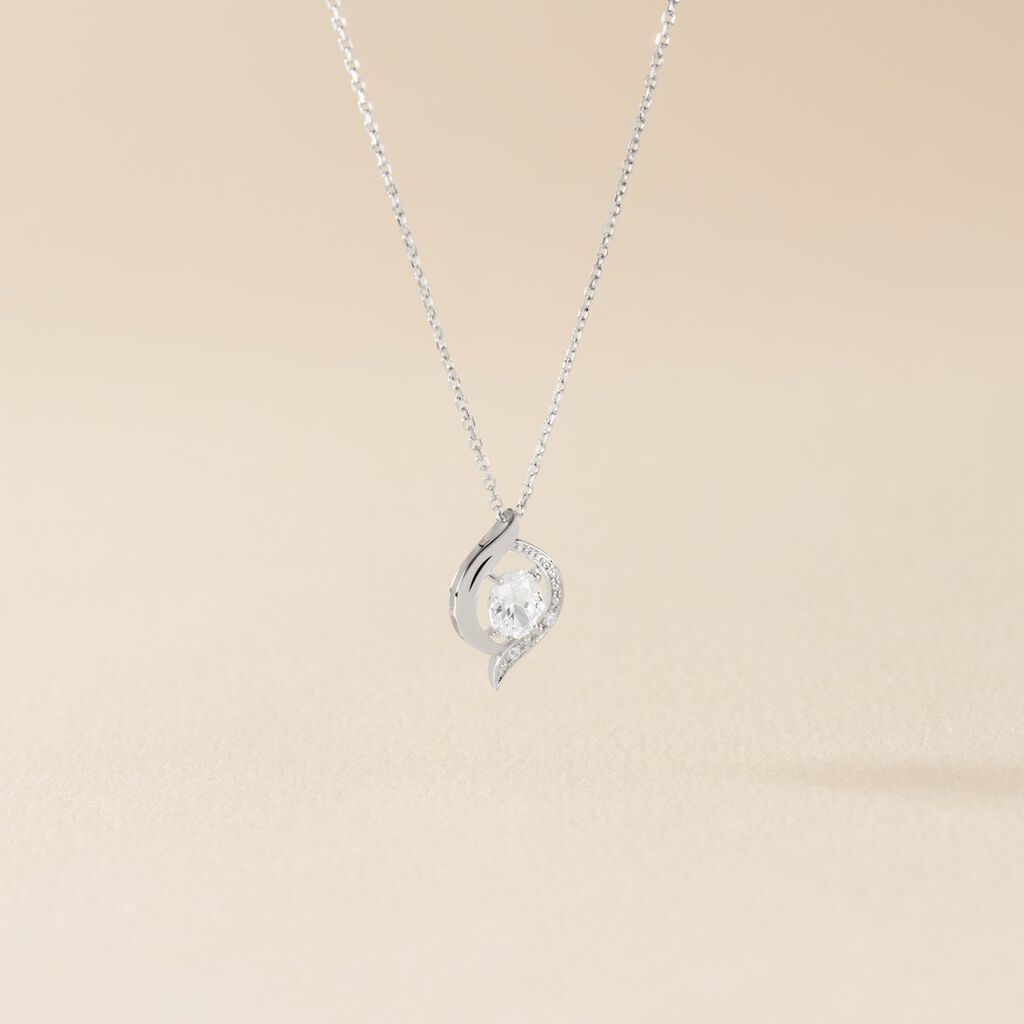 Collier Or Blanc Lydia Oxydes De Zirconium - Colliers Femme | Histoire d’Or