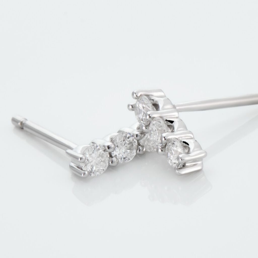 Boucles D'oreilles Puces Or Blanc Sabine Diamants - Boucles d'oreilles pierres pr&eacute;cieuses Femme | Histoire d&rsquo;Or