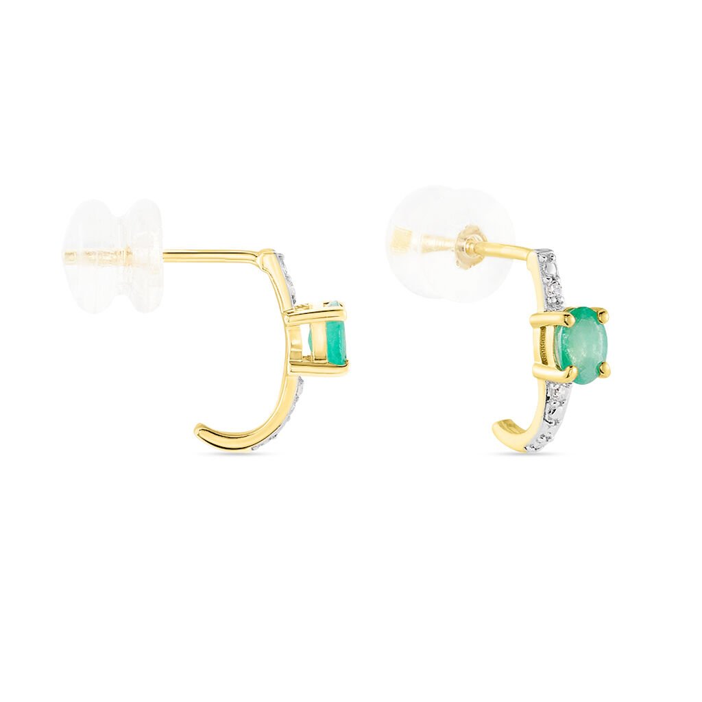 Demi Créoles Barrett Or Jaune Emeraude Diamant - Boucles d'oreilles créoles Femme | Histoire d’Or