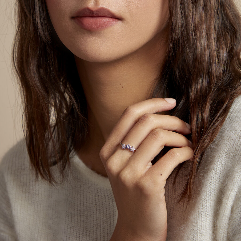 Bague Argent Purple Bloom Oxyde De Zirconium - Bagues avec pierre Femme | Histoire d’Or