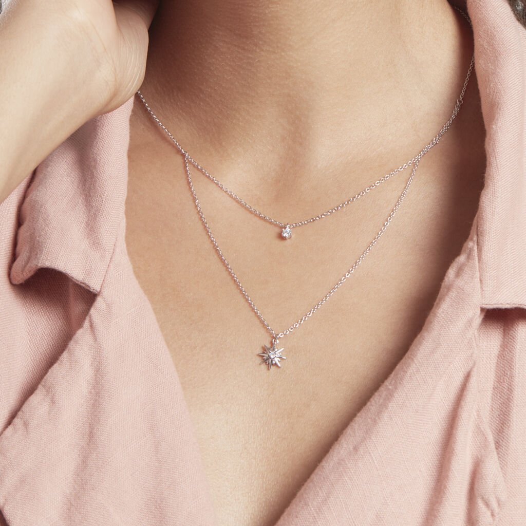 Collier Shone Argent Oxyde De Zirconium - Colliers doubles et triples chaînes Femme | Histoire d’Or