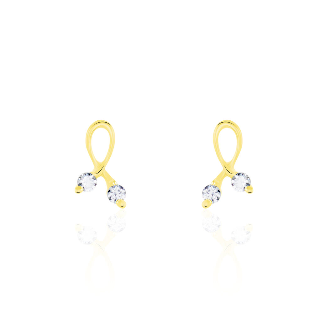 Boucles D'oreilles Puces Alvina Ruban Or Jaune Oxyde De Zirconium - Clous d'oreilles Femme | Histoire d&rsquo;Or