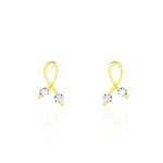 Boucles D'oreilles Puces Alvina Ruban Or Jaune Oxyde De Zirconium - Clous d'oreilles Femme | Histoire d&rsquo;Or