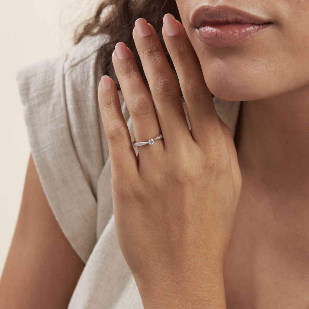 Bague Solitaire Symphonie Or Blanc Diamant - Bagues solitaires Femme | Histoire d’Or