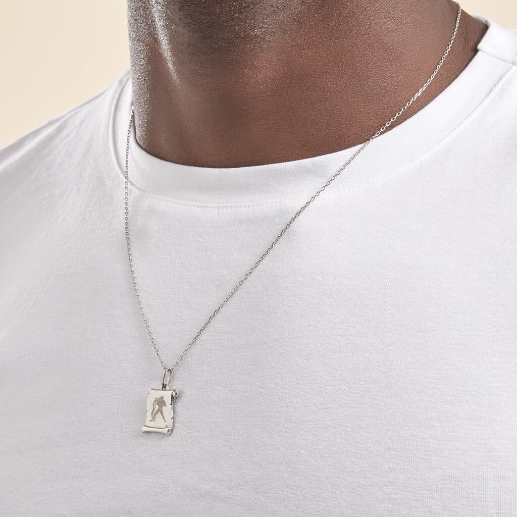 Pendentif Zodiaque Parchemin Argent Blanc - Pendentifs Zodiaque Famille | Histoire d’Or