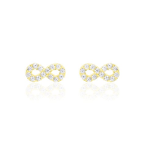 Boucles D'oreilles Puces Fannelle Infini Or Jaune Oxyde De Zirconium - Clous d'oreilles Femme | Histoire d’Or