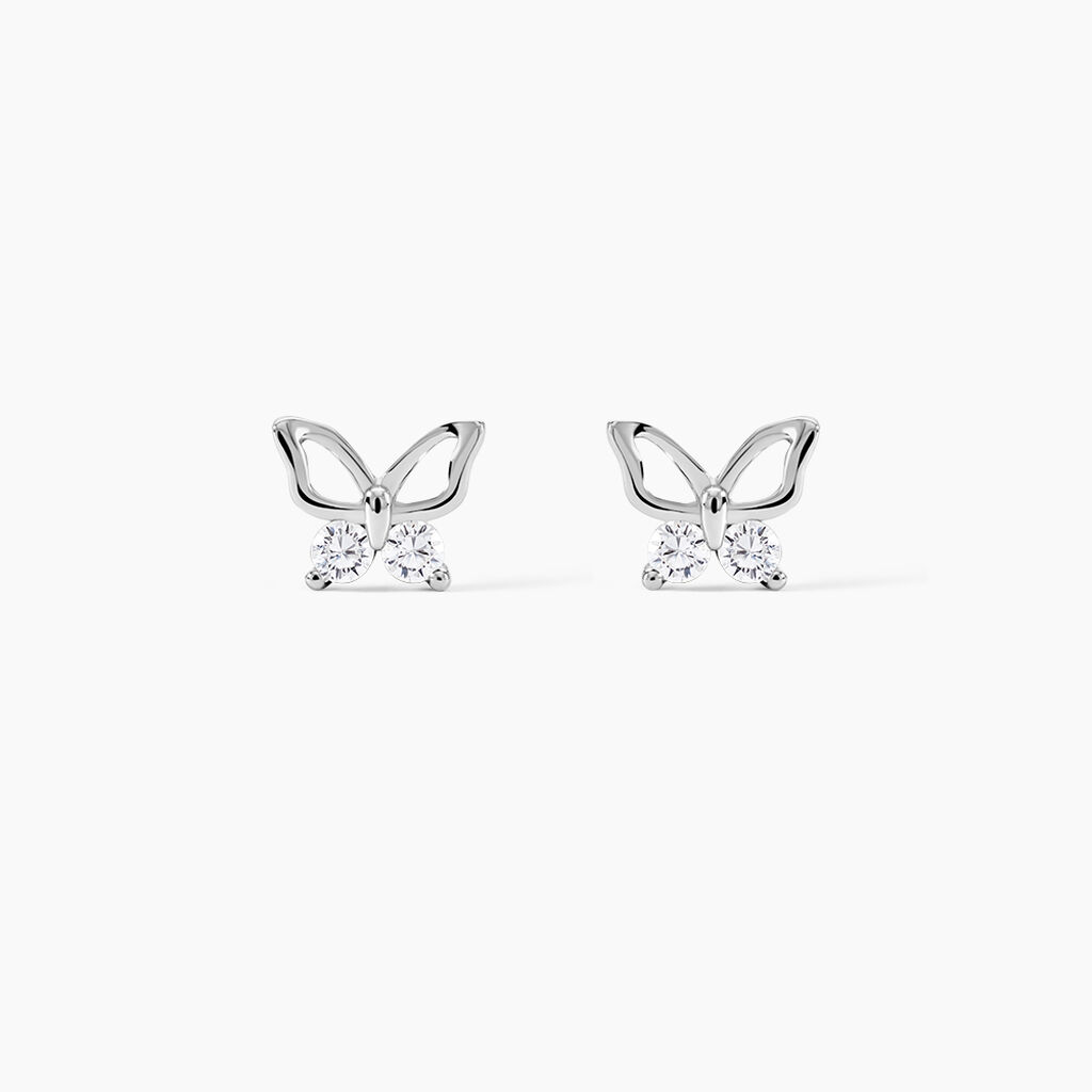 Boucles D'oreilles Puces Cyprian Argent Blanc Oxyde - Boucles d'oreilles fantaisie Femme | Histoire d&rsquo;Or