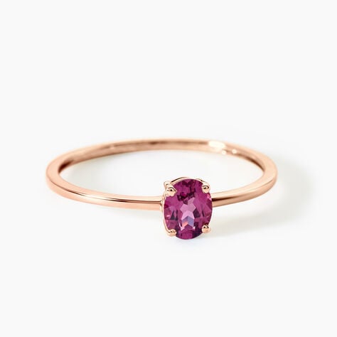 Bague Valentino Argent Dor&eacute; A L'Or 750/1000 Rhodolite - Bagues solitaires Femme | Histoire d&rsquo;Or