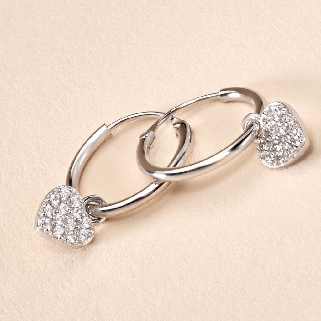 Créoles Ili Argent Rhodié Oxyde De Zirconium - Boucles d'oreilles créoles Femme | Histoire d’Or