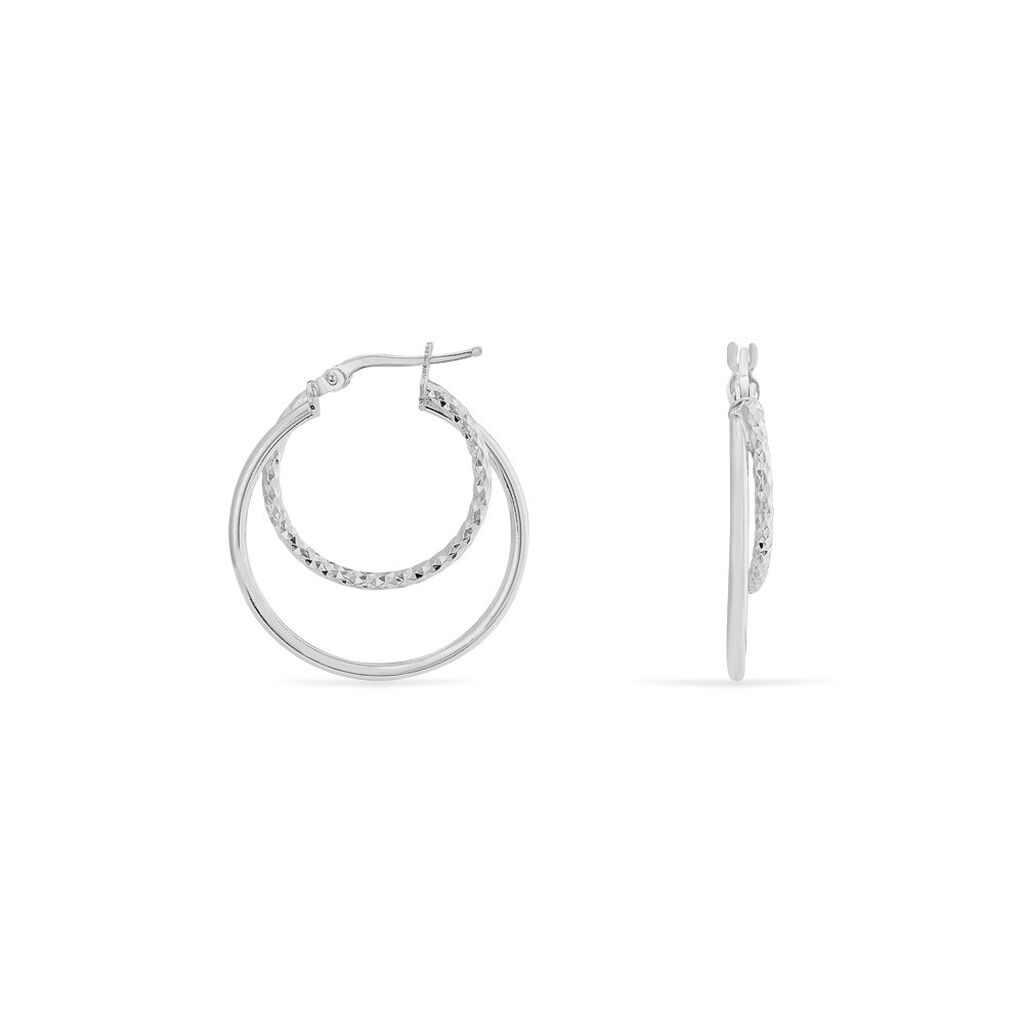 Créoles Argent Blanc Marjorie - Boucles d'oreilles créoles Femme | Histoire d’Or