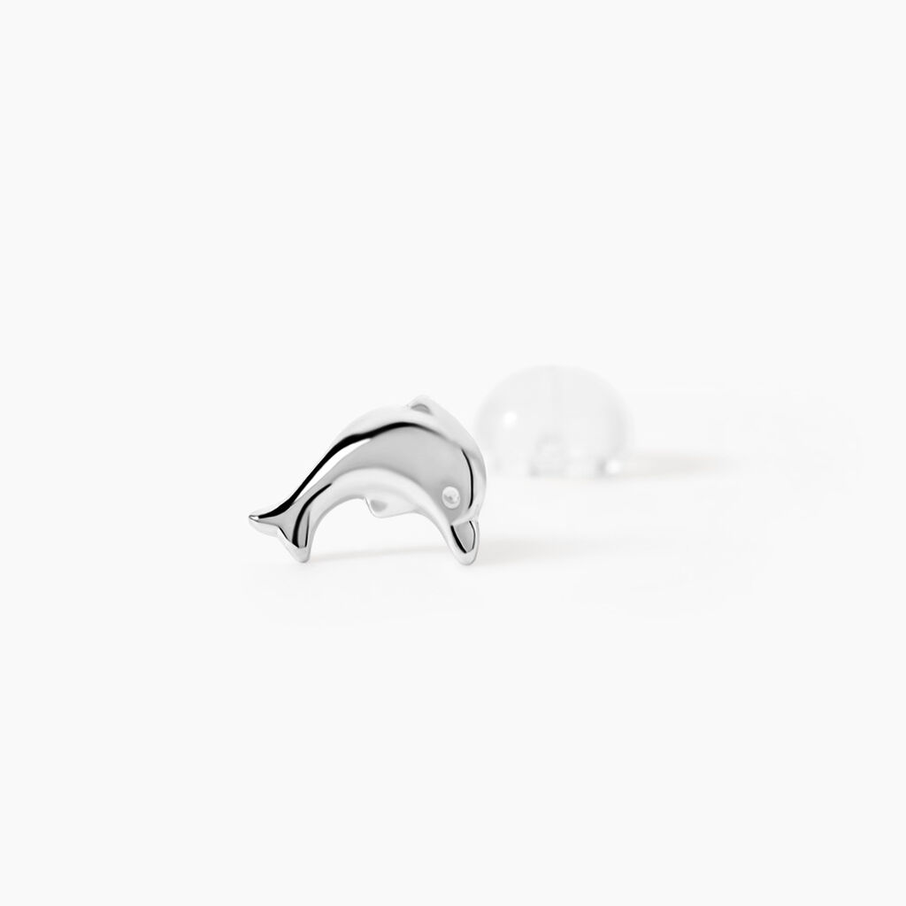 Boucles D'oreilles Puces Fulvie Dauphin 5 Or Blanc - Clous d'oreilles Femme | Histoire d&rsquo;Or