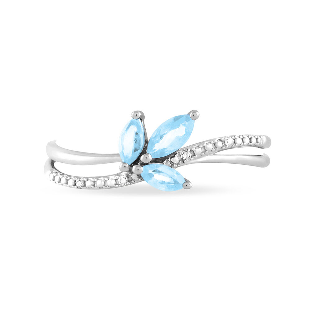 Bague Angie Or Blanc Topaze Et Diamant - Bagues avec pierre Femme | Histoire d’Or