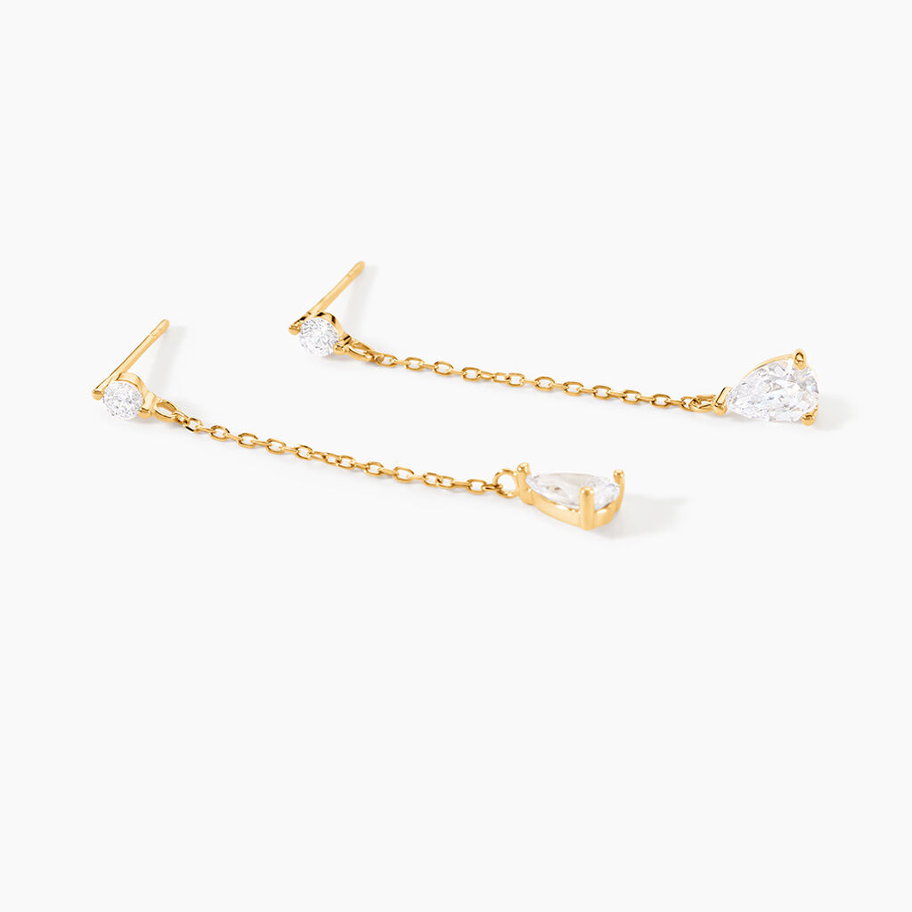 Boucles D'oreilles Pendantes Regane Or Jaune Oxyde De Zirconium - Boucles d'oreilles pendantes Femme | Histoire d&rsquo;Or