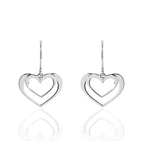 Boucles D'oreilles Pendantes Clarra Argent Blanc - Boucles d'Oreilles Coeur Femme | Histoire d’Or